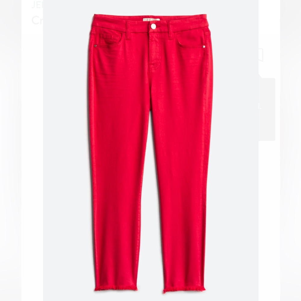 JEN7 BY 7 FOR ALL MANKIND Cropped Frayed Hem Skinny Jean, Red, size 14–like new